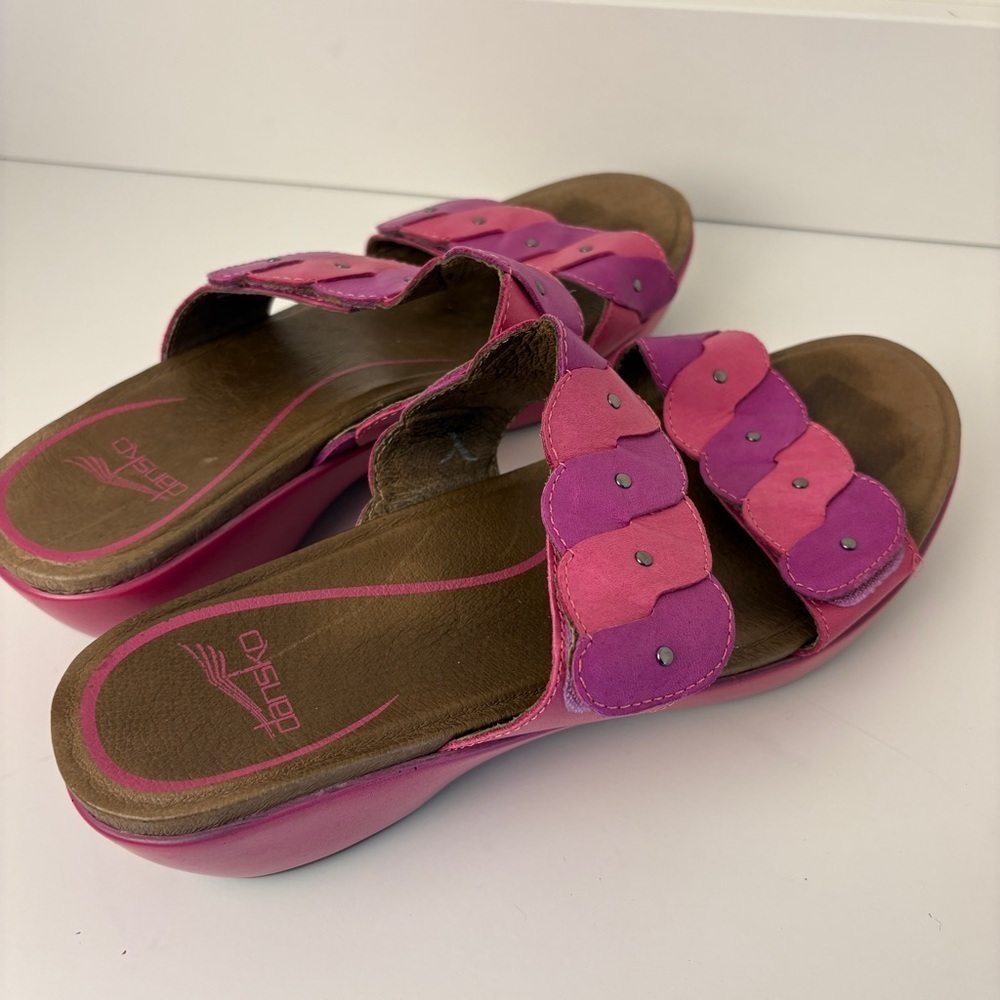 Dansko Pink Purple Braided Slip On Sandals Colorful Elegant - Picture 5 of 9